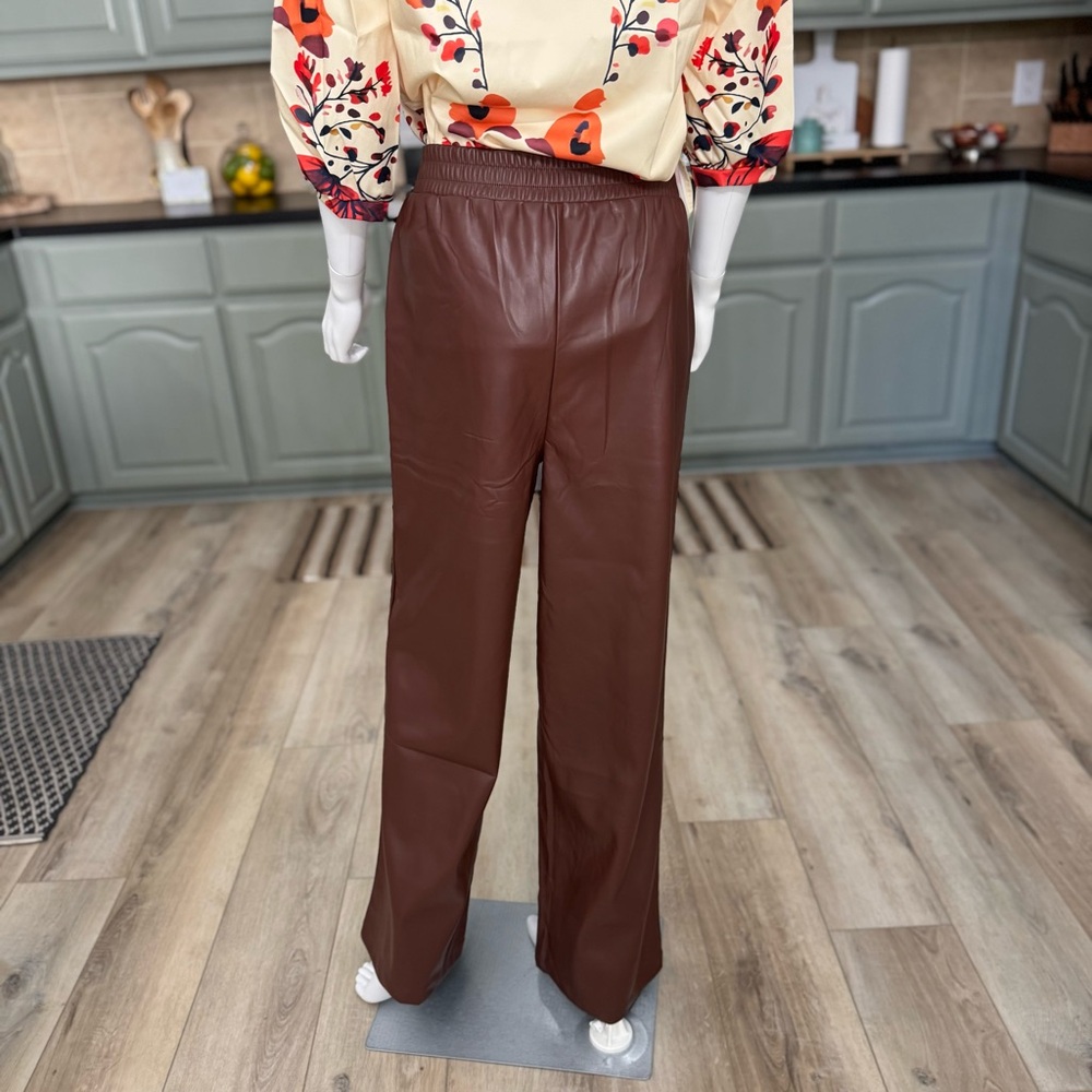 NWOT PU Leather Pants Brown Women's Size Large SUPER SOFT! - Picture 8 of 16